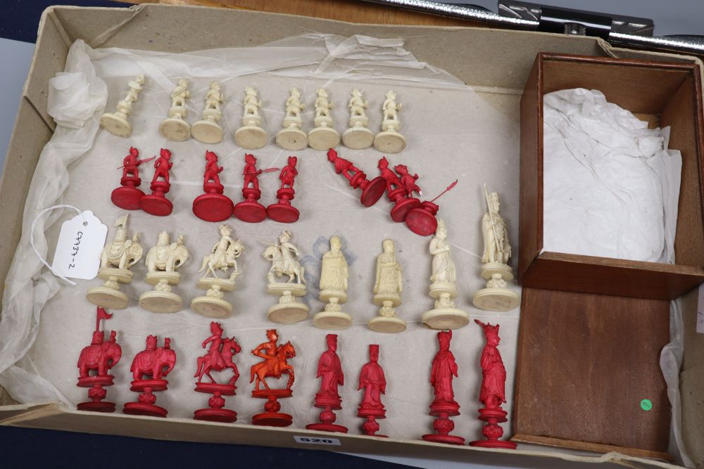 A 19th century Canton/Macau ivory chess set